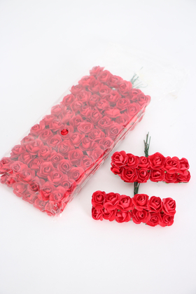 Yapay Çiçek Deposu - 144lü Mini Kağıt Gül Kırmızı