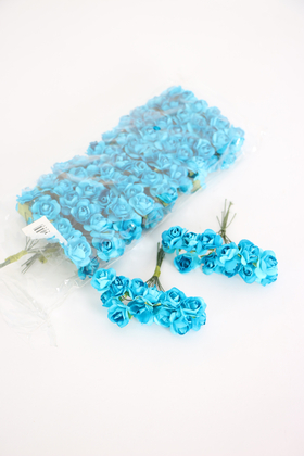 Yapay Çiçek Deposu - 144lü Mini Kağıt Gül Mavi