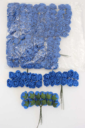 Yapay Çiçek Deposu - 144lü Mini Lateks Gül Saks Mavi