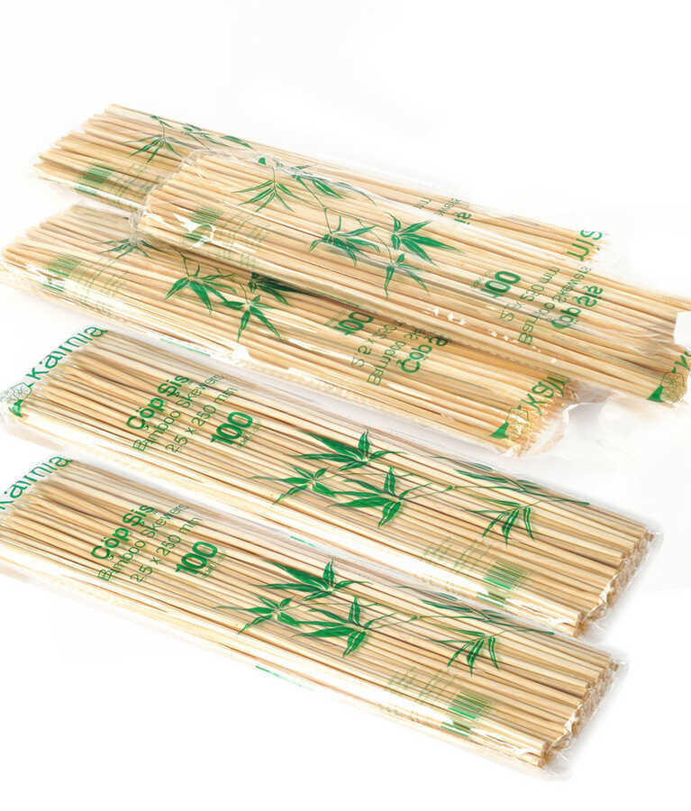20 Cm Ahşap Bambu Çubuk Çöp Şiş 100 Adet
