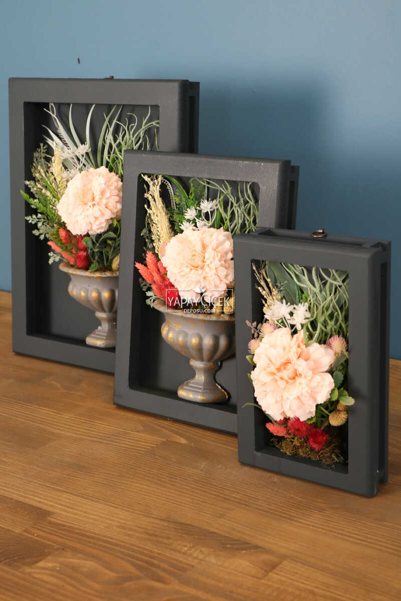 Dekoratif Çiçekli Çerçeve Tablo 3lü Set Kod:108