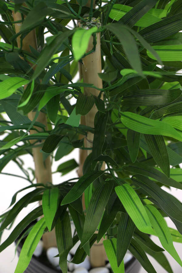 3 Gövdeli Yapay Bambu Ağacı (Siyah Melamin Saksıda)