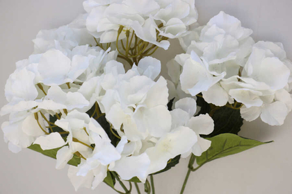 Yapay Çiçek 5 Dal Lüx Ortanca Demeti Beyaz - Thumbnail