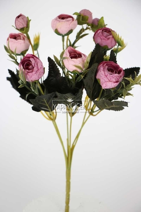 Yapay Çiçek Deposu - Yapay Çiçek Pastel Şakayık Gül Demeti 30cm Pembe