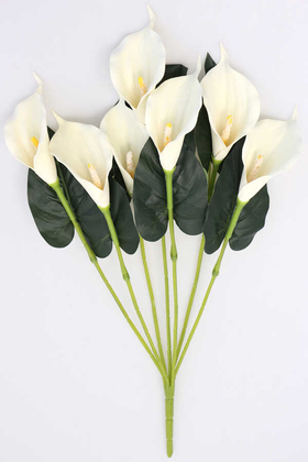 Yapay Çiçek Deposu - Dekoratif 7li Gala Bitkisi Demeti 60 cm Kırık Beyaz