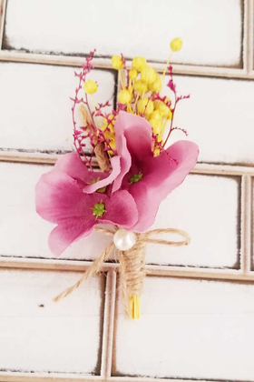Eldari Gelin Buketi Kuru Çiçek Şakayık Güller Karnavali Açık Mor 3lü Set - Thumbnail