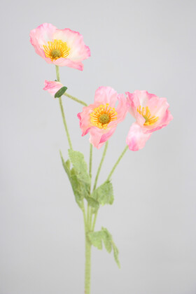 Yapay Çiçek 4lü Gelincik Dalı 60 cm Açık Pembe - Thumbnail