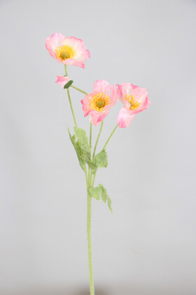 Yapay Çiçek 4lü Gelincik Dalı 60 cm Açık Pembe - 2