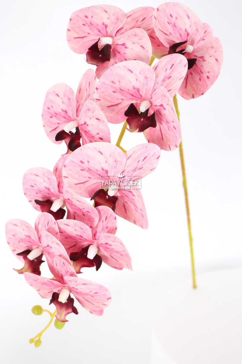 Yapay Dal Baskılı Orkide Çiçeği 88 Cm Pembe Benekli