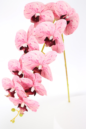 Yapay Çiçek Deposu - Yapay Dal Baskılı Orkide Çiçeği 88 cm Pembe Benekli