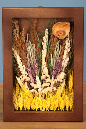 Yapay Çiçek Deposu - Dekoratif Çiçekli Çerçeve Tablo 21cmx30cm Kod:115