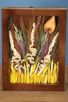 Yapay Çiçek Deposu - Dekoratif Çiçekli Çerçeve Tablo 28cmx37cm Kod:114