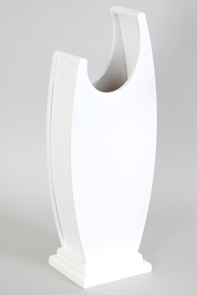 Yapay Çiçek Deposu - 50 cm Hilal Model Ahşap Vazo Beyaz