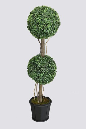 Siyah Saksıda 2 Katlı Mini Top Şimşir 100 cm - Yapay Çiçek Deposu