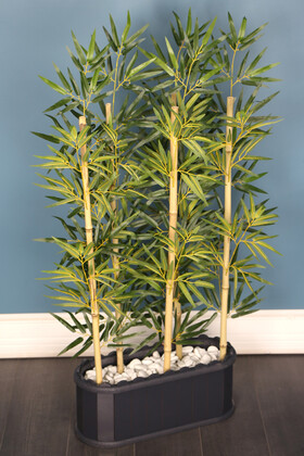 Dekoratif Saksıda 1. Sınıf Kumaş Yapraklı 5 Çubuklu Bambu Seperatör (20x50x120cm) - Thumbnail