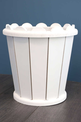 Dekoratif Konik Ahşap MDF Saksı 28 cm Beyaz - Yapay Çiçek Deposu