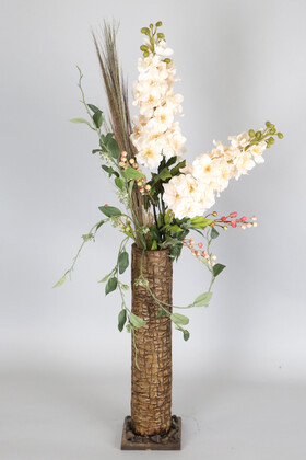Yapay Çiçek Deposu - Ahşap Budaklı Vazoda Tropik Çiçek Aranjmanı 110 cm Model 4