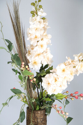 Ahşap Budaklı Vazoda Tropik Çiçek Aranjmanı 110 cm Model 4 - Thumbnail