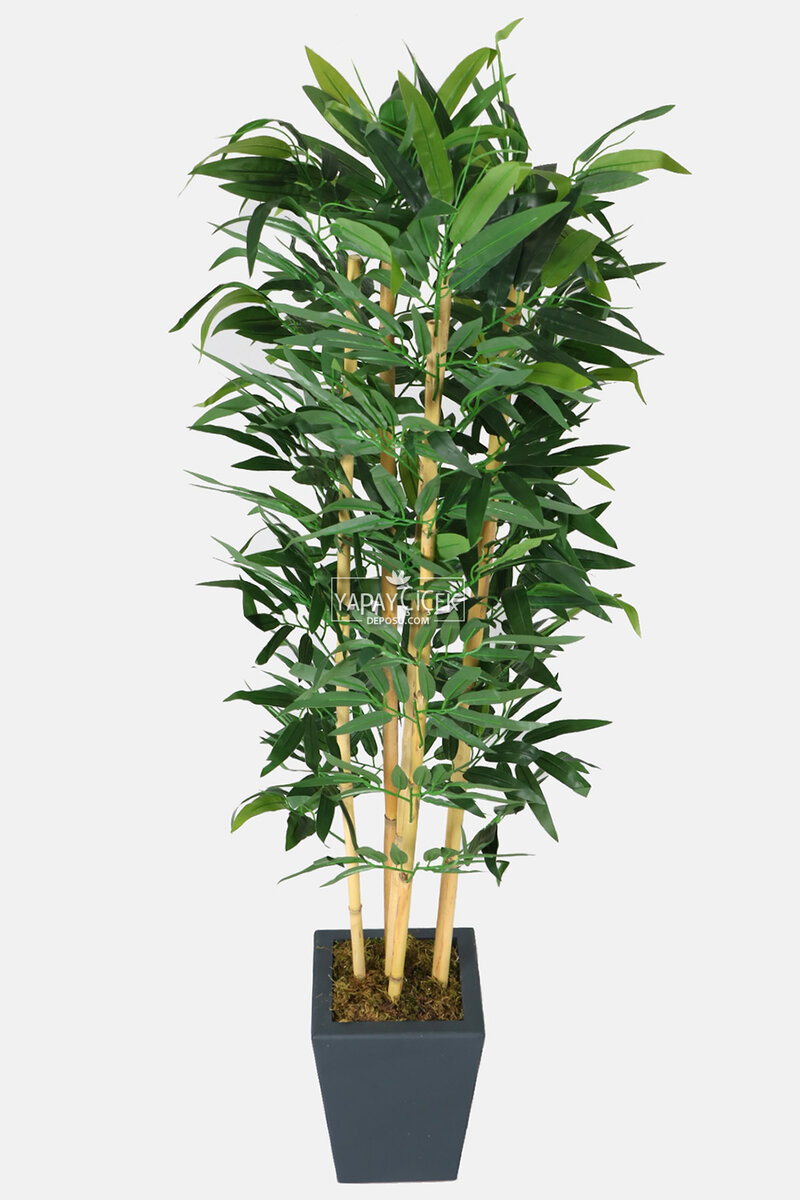 Yapay Bambu Ağacı Premium İri Yapraklı 150 cm 5 Çubuklu