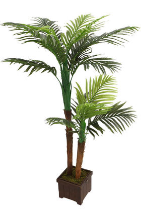 Yapay Çiçek Deposu - Yapay Ağaç Areka Palmiyesi Ahşap Saksıda 150cm