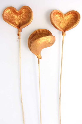 Yapay Çiçek Deposu - 3lü Tropic Bitki Badam on Stem 45 cm Bakır