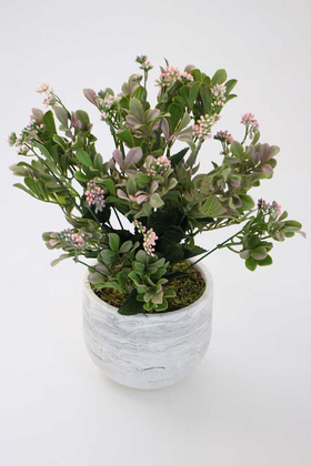 Yapay Çiçek Deposu - Beton Saksıda Kalanşo Çiçeği (Kalanchoe) 45cm Açık Pembe