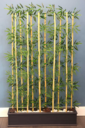 Yapay Çiçek Deposu - 11 Bambulu Ahşap Saksıda Bambu Seperatör (20x100x170cm)