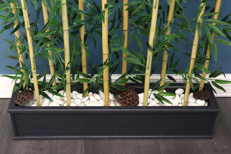 11 Bambulu Ahşap Saksıda Bambu Seperatör (20x100x170cm)