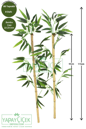 Yapay Çiçek Deposu - 115 cm Yapay 8 Dal Yapraklı Doğal Bambu Tip13