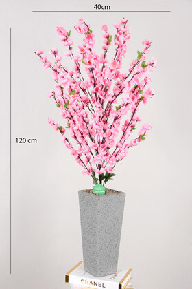 Beton Dokulu Ahşap Saksıda Yapay Bahar Dalı Ağacı Pembe 120 cm - 3