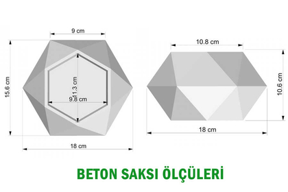 Beton Geometrik Saksıda 2li Yapay Islak Orkide Beyaz - Thumbnail