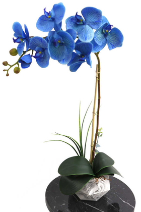 Beton Geometrik Saksıda Yapay Exclusive Islak Orkide 70 cm Mavi - Thumbnail
