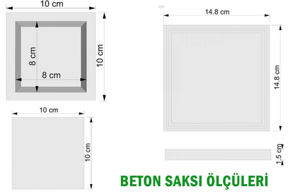Handmade Beton Saksı 2li Set 10 cm Model-15 Taş Rengi - Thumbnail