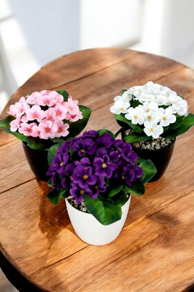 Yapay Çiçek Dekoratif 3lü Menekşe Set - 2