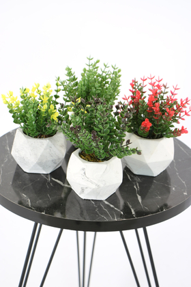 Yapay Çiçek Deposu - Beton Saksıda Yapay Bitki 4lü Set Model 2