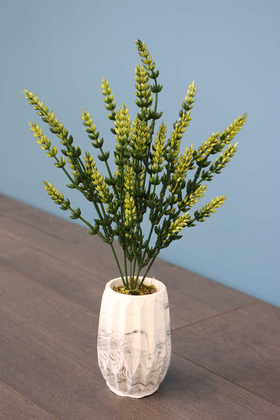 Yapay Çiçek Deposu - Beton Vazoda Yapay Başak 35 cm Yeşil