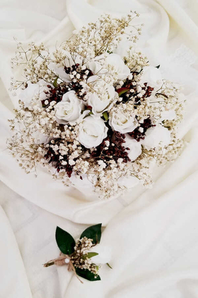 Beyaz Güller Cipso Kuru Çiçek Şöleni Gelin Çiçeği 2li Set - Thumbnail