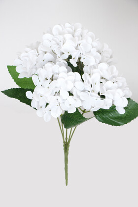 Yapay Lüx 5 Dallı Islak Ortanca Demeti 45 cm Beyaz - 1