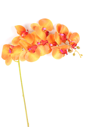 Yapay Dal Baskılı Orkide Çiçeği 88 cm Turuncu - Thumbnail
