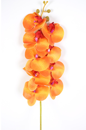 Yapay Dal Baskılı Orkide Çiçeği 88 cm Turuncu - Thumbnail