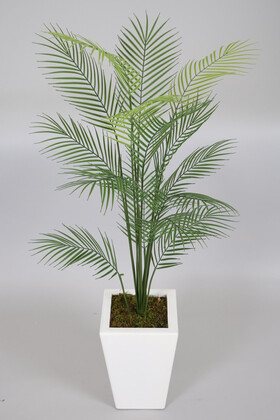 Yapay Çiçek Deposu - Beyaz Saksıda 15 Yapraklı Yapay Areka Palmiyesi Ağacı 150 cm Feniks