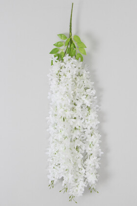 Yapay 4 Dal Sarkan Akasya Çiçeği 80 cm Beyaz - Thumbnail