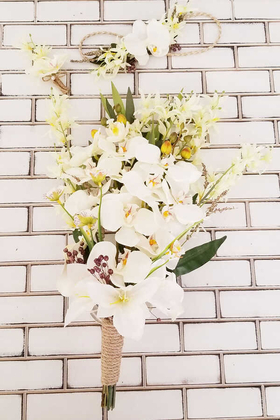 Sarkan Sümbül Orkide Lilyum Kokteyli Gelin Çiçeği Beyaz 3lü set - Thumbnail