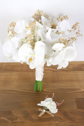 Yapay Çiçek Deposu - Phalaina Yapay Gelin Çiçeği 2li Set