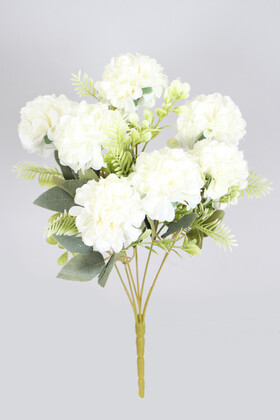 Yapay Çiçek Deposu - Yapay İri 7 Dal Kasımpatı Demeti 43 cm Beyaz