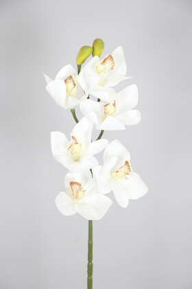 Yapay Islak Dokulu Premium Singapur Orkide Çiçeği 72 cm Beyaz - Thumbnail
