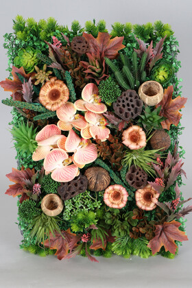 Yapay Çiçek Deposu - Yapay Dikey Bitki Hazır Duvar Paneli 55 cm x 55 cm Model 1