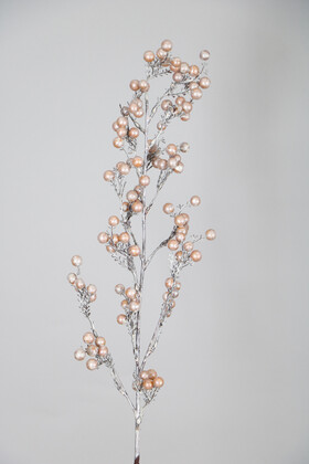Yapay Çiçek Deposu - Yapay Lüx Karlı Kokina Dalı 80 cm Rose Gold