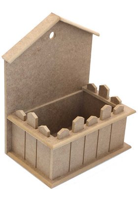 Yapay Çiçek Deposu - Lüx Ahşap Boyanabilir Çiçeklik Duvar Süsü Saksı (Ham MDF) Model 1