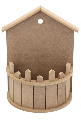 Yapay Çiçek Deposu - Lüx Ahşap Boyanabilir Çiçeklik Duvar Süsü Saksı (Ham MDF) Model 2